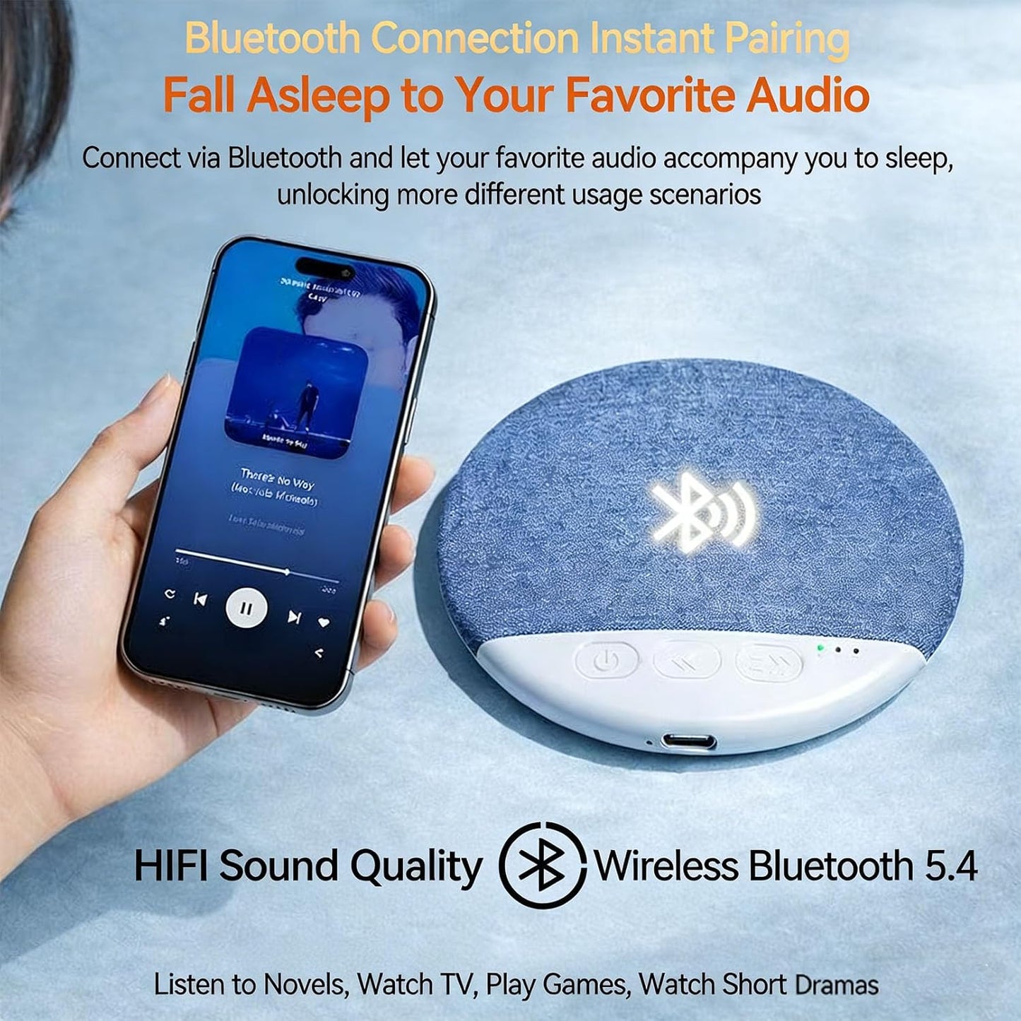 (2Pcs-B) Under Pillow Speaker Bluetooth, Bluetooth Pillow Speaker for Sleeping, Pillow Speakers for Sleeping, White