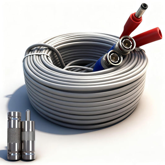 1PCS 100ft/30m 2BNC Integrated BNC Video Power Cable Extension. Ideal for Security Cameras, CCTV, Surveillance, and DVR
