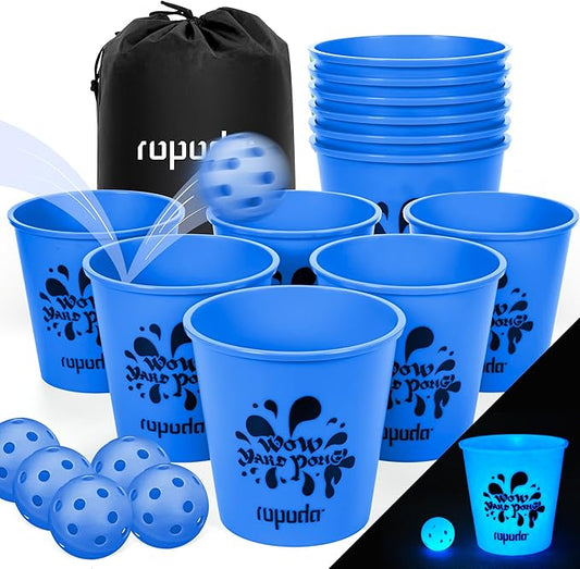 ropoda Giant Yard Pong,Yard Games with Durable Buckets and Balls, Outdoor Game with Carry Bag for The Beach,Lawn, Great Gift Choice for Families（Blue）