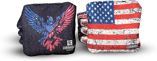 Professional Dual Sided Cornhole Bags- 16 oz 6x6 w/Premium Resin Fill - Official Tournament Slide/Stick Pro Bean Bags - Regulation/Approved