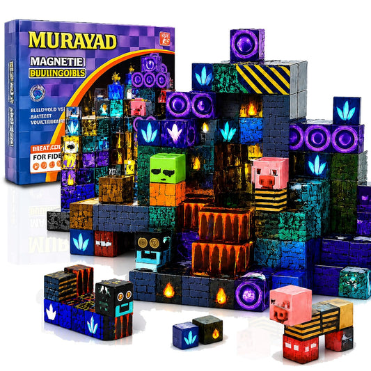 Murayad 200PCS Magnetic Blocks Set for Kids Ages 3+Educational Magnet Building Construction Blocks, Creative Sensory Montessori Preschool Learning Toys & Birthday for Toddlers, Boys & Girls
