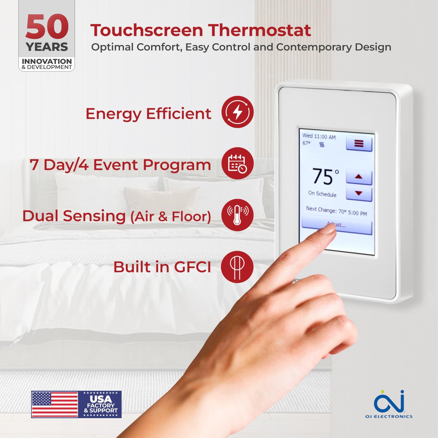 LuxHeat 40sqft Electric Radiant Floor Heating System - 120v Underfloor Heating System - Includes UDG4 Programmable Thermostat w/GFCI, Heat Cable, Uncoupling Membrane for Under Tile, Sensor & Alarm