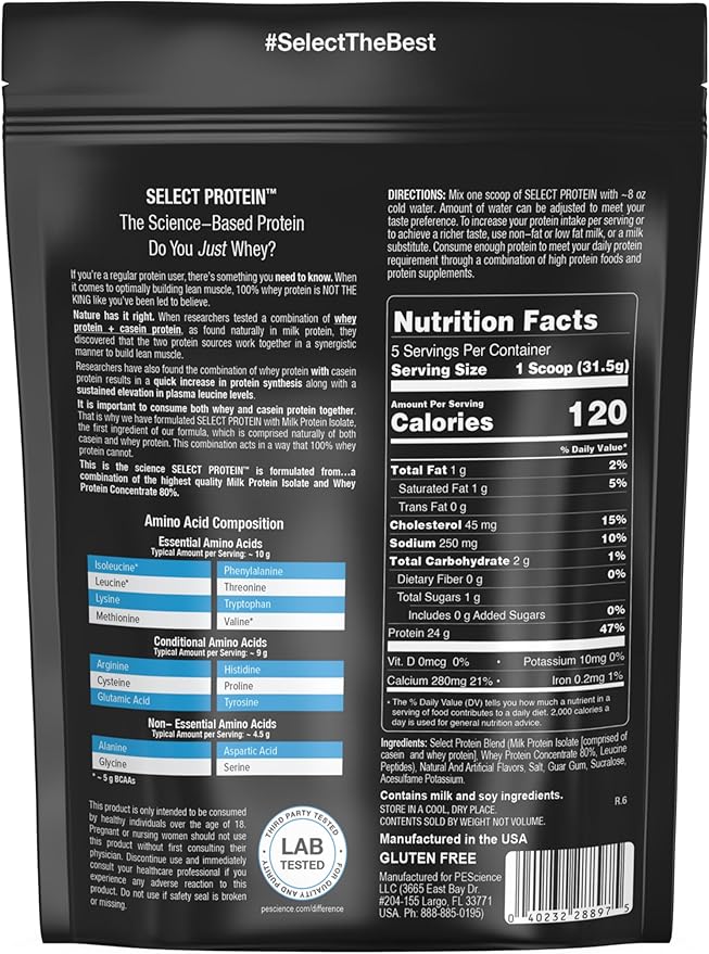 PEScience Select Protein Powder, Whey and Casein Blend, Clean Protein Powder for Women and Men, Low Calorie, Low Carb, Keto Friendly, Gluten Free - Cake Pop - 5 Servings