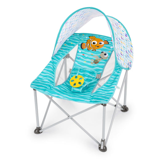 Bright Starts Disney Finding Nemo Pop 'N Chill Baby Chair Travel Seat, Indoor/Outdoor Use, Infant Seat with UPF 50+ Canopy, Blue, Ages 0-6 Months