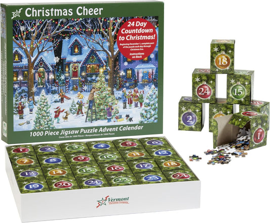 Vermont Christmas Company Advent Calendar Jigsaw Puzzle - 1000 Pieces for Year-Round Holiday Cheer