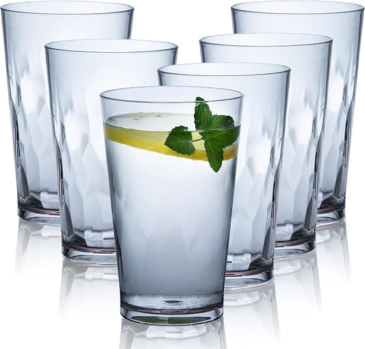 JGIRL unbreakable Plastic Drinking Glasses [Set of 6] Shatterproof Drinking Cups, reusable Drinking Tumblers, Plastic glass cup, Drinking cup, Dishwasher Safe (white)