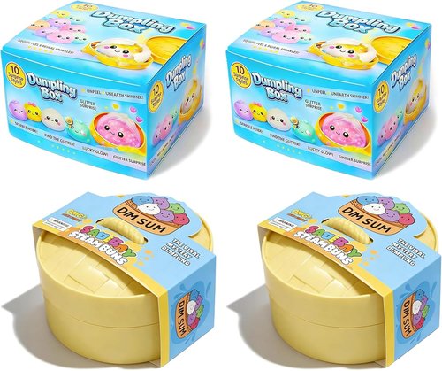 Glitter Dumpling Squishy Set by [Brand Name] - Colorful Stress Relief Toys | 2-Pack Random Gift Box