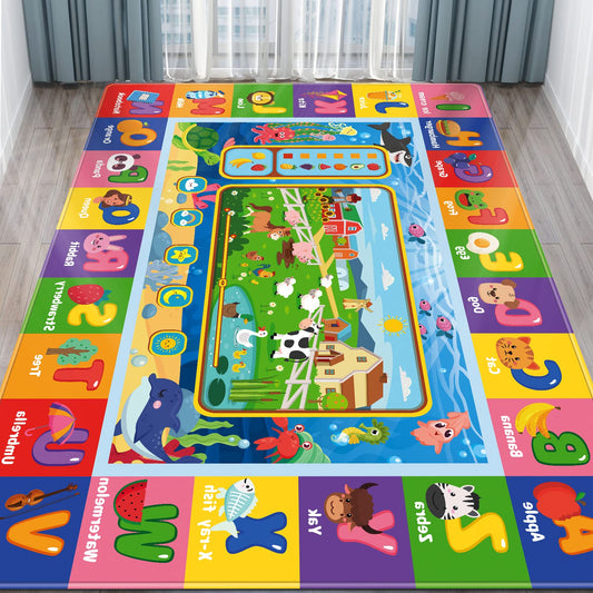 AKASISRUG Baby Play Mat for Floor, Kids Playmat Baby Crawling Mats Educational Tummy Time Mats Soft ABC Play Mat for Babies Infants Floor Mat for Kids Learning Playing (78.7X59 INCH, Style 1)