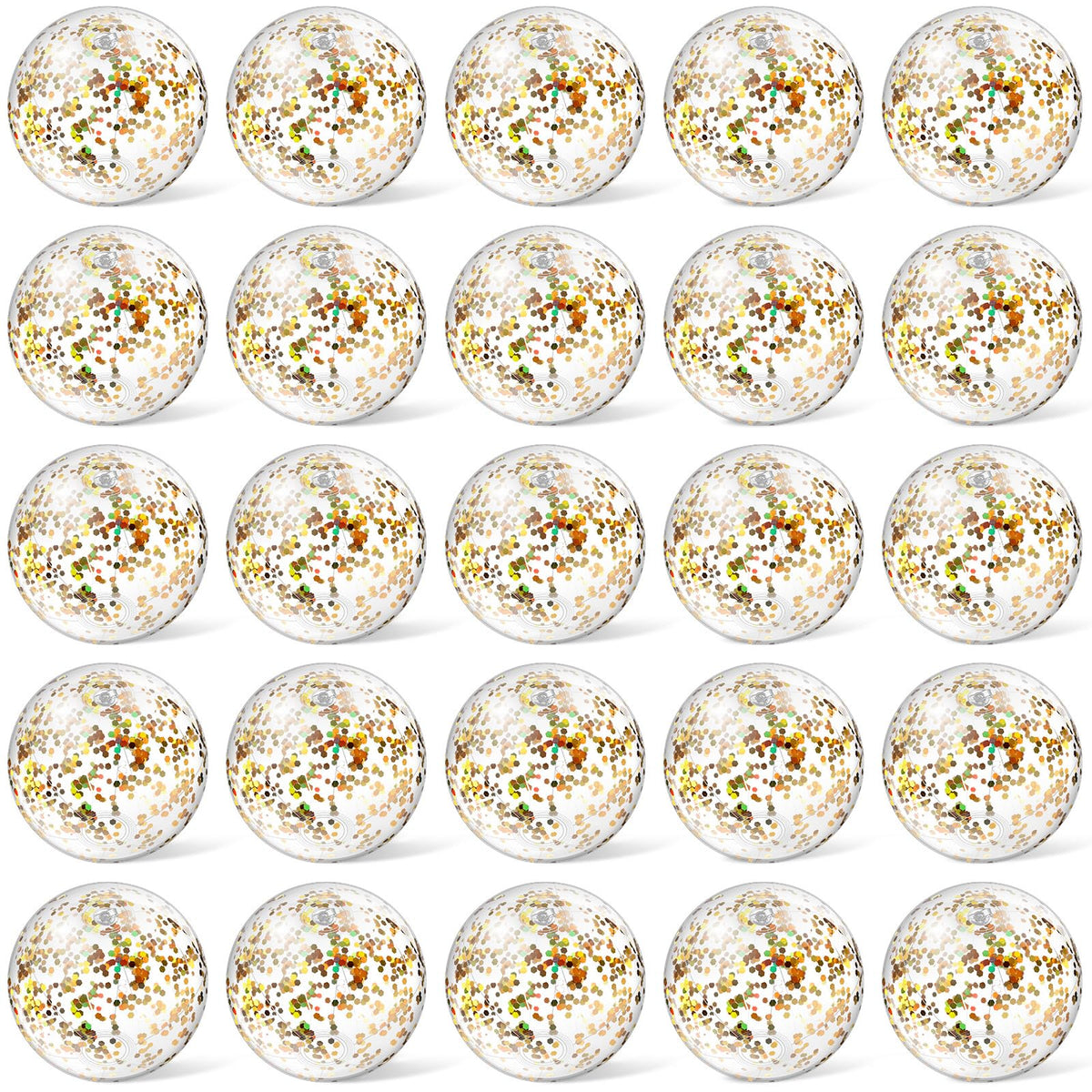Hungdao 25 Pcs Inflatable Glitter Beach Ball 8 Inches Mini Clear Floatable Confetti Ball for Kids Bulk Swimming Pool Theme Party Toy for Hawaiian Theme Party Decorations Favors Supplies(Gold)