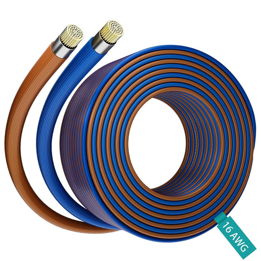 16/2 50 HiFind Gauge AWG Car Audio Speaker Wire Cable Ft, Professional Shielded OFC Zipper Wire, Transparent Soft PVC