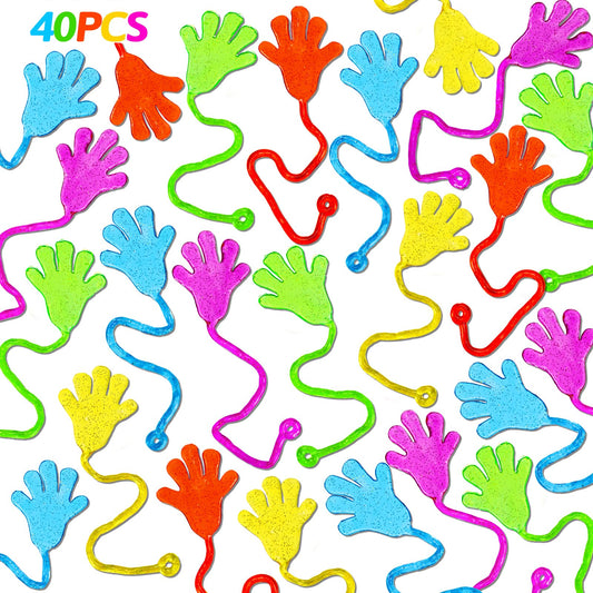 40PCS Glitter Sticky Hand Birthday Party Favors for Kids 4-8 8-12 Summer Goodie Bag Stuffers Classroom Treasure Box Toys Carnival Prizes Bulk Treat Trinket Pinata Fillers Mini Stuff End of Year Gifts