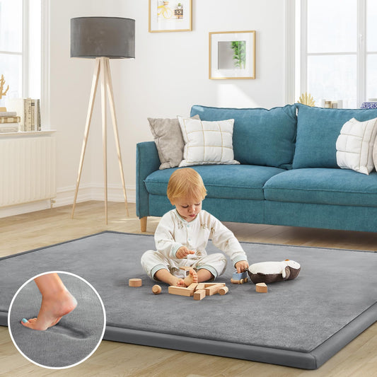 ILPEOD Baby Play Mat for Floor Nursery Rug Muscle Mat Area Rug Playroom Rug 59"x79" Playpen Mat Memory Foam 1.3" Thick Crawling Mat for Babies,Toddlers, Infants, Kids,Grey