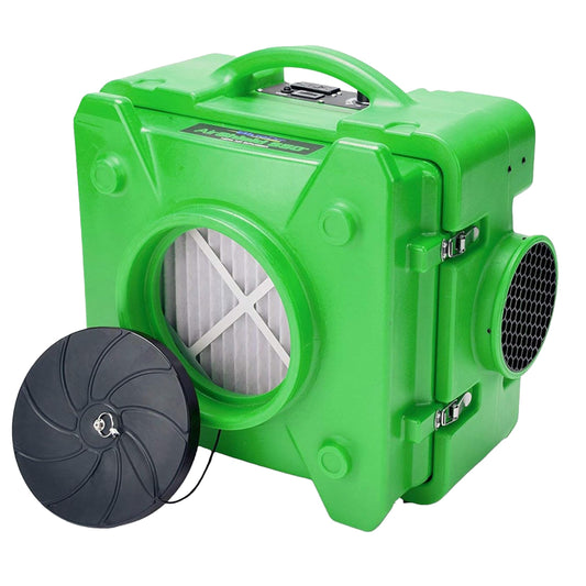 BlueDri Air Shield 550 HEPA Air Scrubber, Water Damage Restoration Equipment Air Purifier, Covers 1400 Sq. Ft, Daisy Chain Capable, For Commercial Use, Green, BD-AS-550