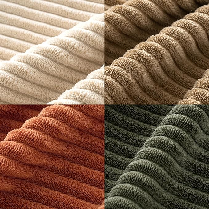 MIULEE Boho Farmhouse Throw Pillow Covers 20x20 Inch Set of 4 Western Modern Decorative Cushion Covers Soft Corduroy Home Decor for Couch Bed Sofa Living Room Rust-Olive Green Gradient Series