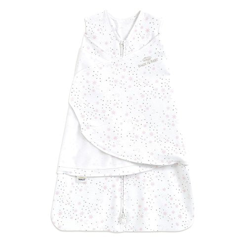 HALO 100% Cotton Sleepsack Swaddle - 3-Way Adjustable Wearable Blanket, TOG 1.5, Midnight Moons Pink, Small (3-6 Months)