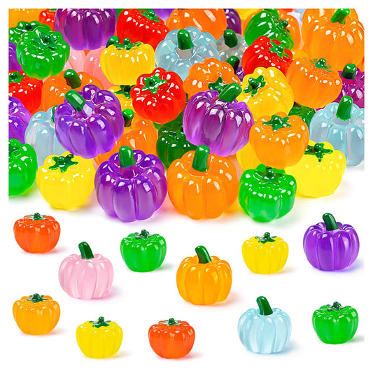 184PCS Halloween Luminous Mini Resin Pumpkins Miniature Pumpkin Figurines Glow in Dark Tiny Pumpkins Bulk for Thanksgiving Fall Halloween Party Cupcake Decor Craft DIY (Size Mixed)