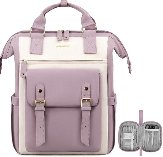 Backpack Backpacks Daypack,Purple 15.6in LOVEVOOK Laptop for Women, Teacher Nurse Bag Work Travel Computer Purse,Water