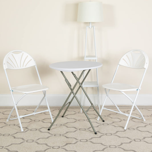 BizChair 8 Pack 650 lb. Capacity White Plastic Fan Back Folding Chair