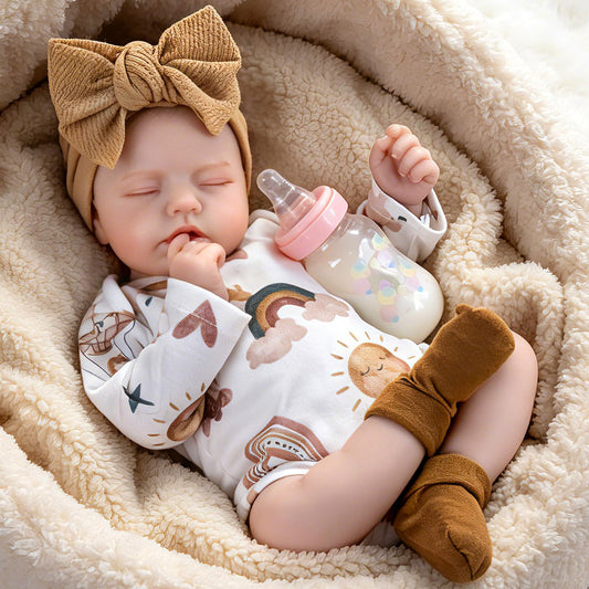 Aori Lifelike Reborn Baby Dolls Real Life Realistic Baby Dolls 20 '' Sleeping Newborn Baby Girl with Rainbow Doll Clothes for Girls 3+