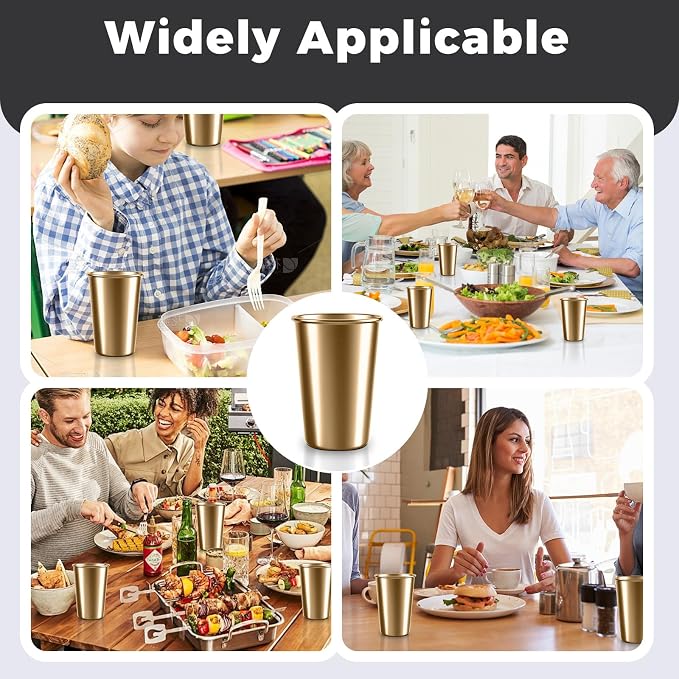 5 Pack 16 oz Stainless Steel Pint Cups,Stainless Steel Cup,Pint Cup Tumbler，water Tumbler,Stackable,Reusable,BPA Free