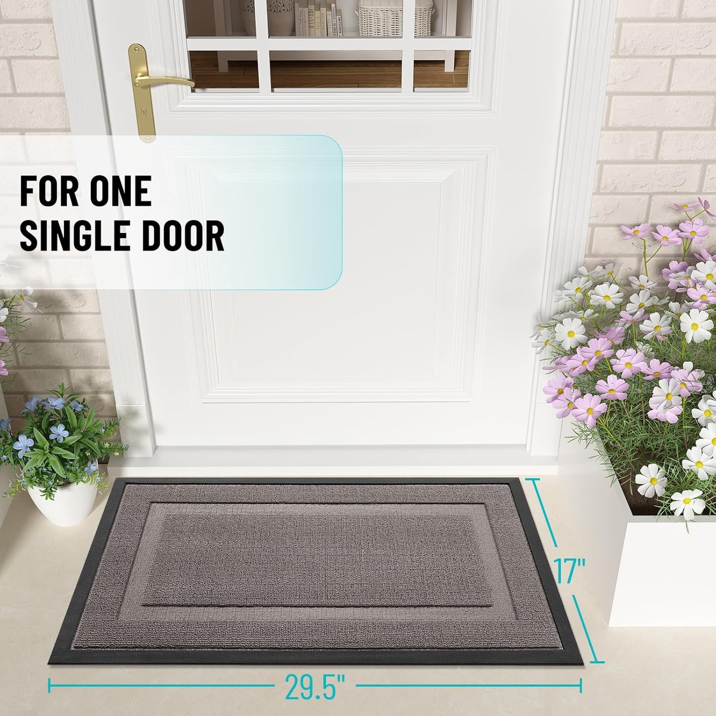 OLANLY Indoor Outdoor Doormat - Waterproof All-Season Rubber Mat | Low Profile, Easy Clean, 47x17, Taupe