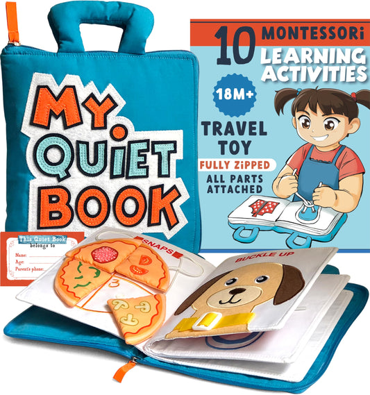 BAVY My Quiet Book - Toddler Travel Car Plane Airplane - All Parts Attached - Activity Montessori Board Book, Travel Toys for Toddlers 1-3, Gifts for 1 2 3 4 Year Old Girl, Birthday Gifts Toys Age 2-4