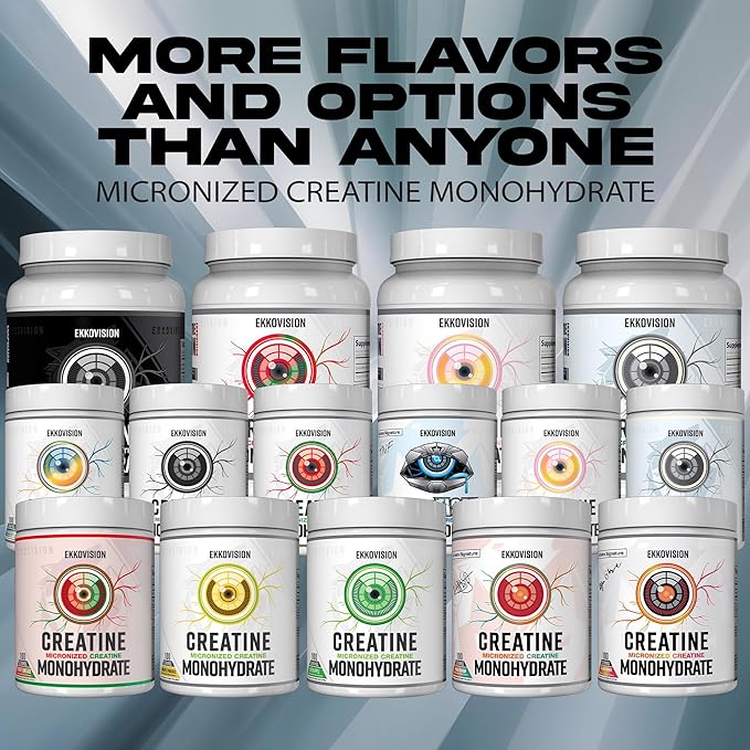Ekkovision Creatine Monohydrate Powder, Micronized, Pina Colada, Pre Workout & Post Workout Supplement for Men & Women, Energy Support, Easy to Mix in Shakes, Smoothies & Beverages, 100 Servings