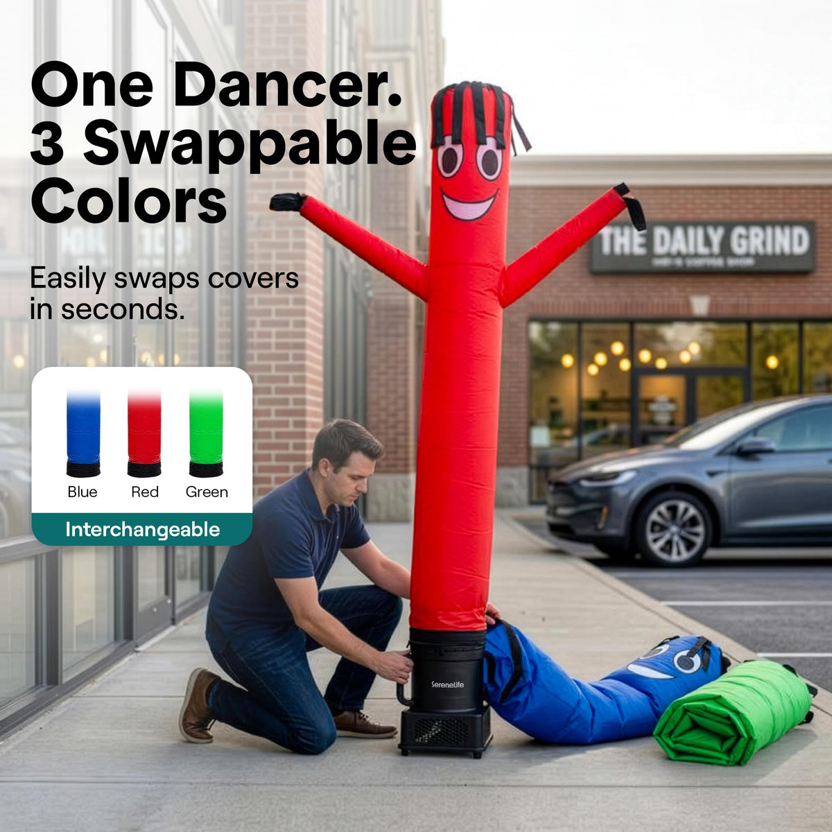 SereneLife Inflatable Air Dancer for Events - 6FT Wacky Waving Tube Guy Set with High-Speed Fan, Outdoor Inflatable Tube Man for Grand Opening Decorations and Display