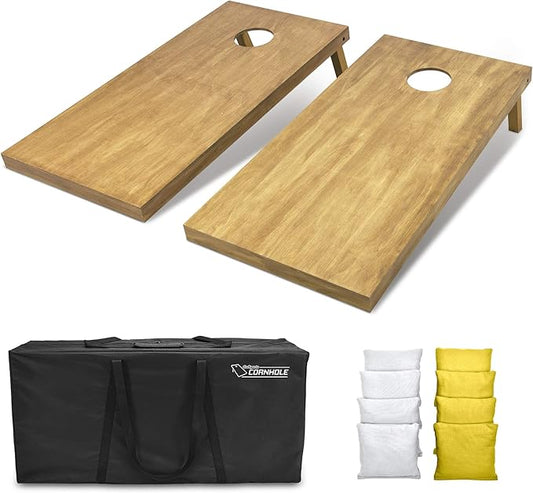 GoSports 4 ft x 2 ft Regulation Size Wooden Cornhole Boards Set - Includes Carrying Case - Full Regulation Size Bean Bag Toss Boards