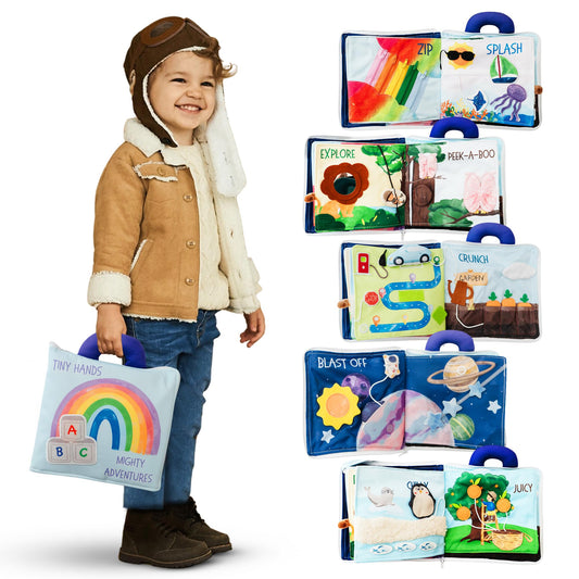 Tidy Tales Busy Book for Toddlers 1-3 - No Loose Pieces - Montessori Toys for 1, 2, 3 Year Olds - Mess-Free Airplane Quiet Board Travel Toy - Educational Busy Board & Soft Toddler Activity Book