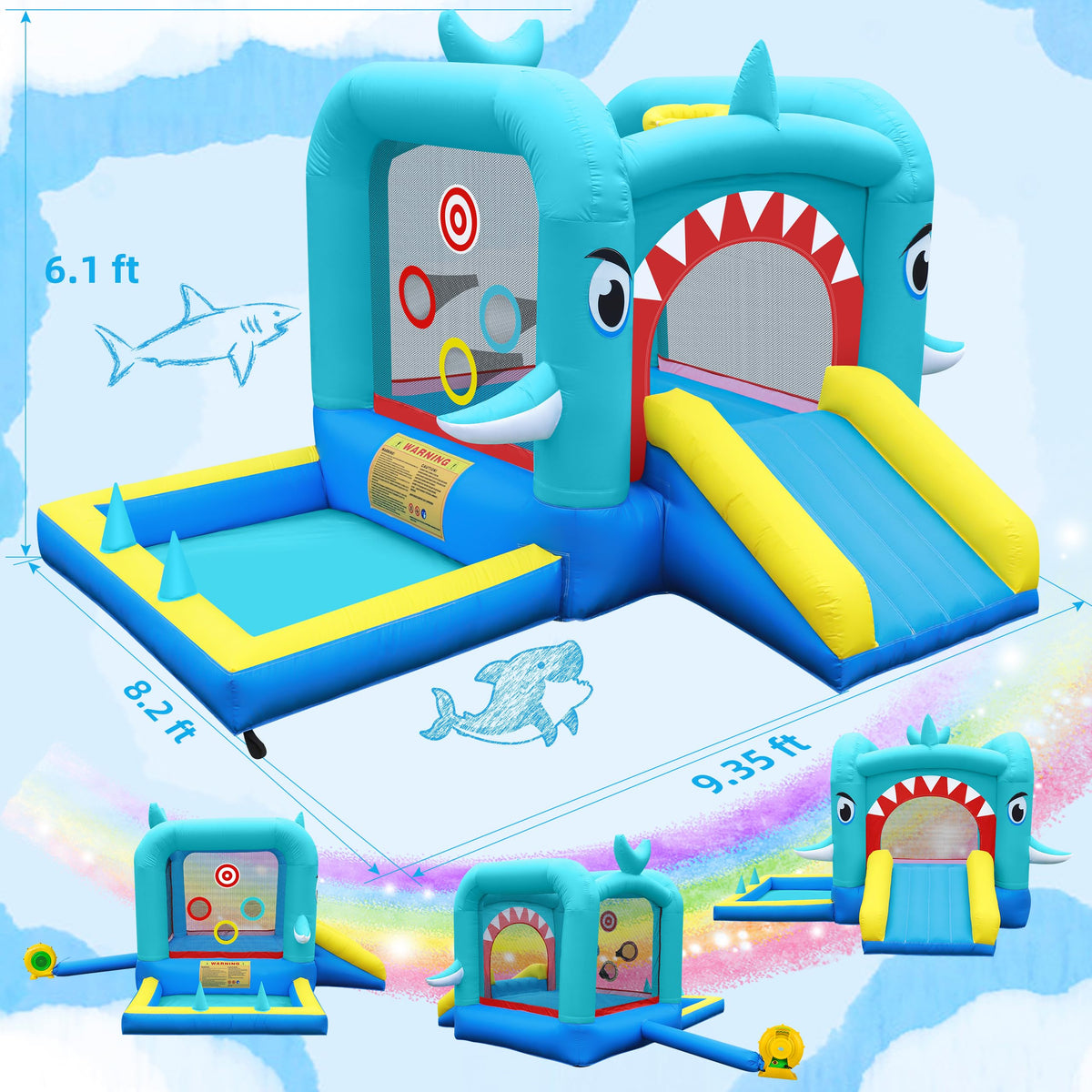 Culaluva Inflatable Bounce House: Jump Bouncer Castle Slide Combo - 7 in 1 for Kids 3-6 - with 370W Blower - for Indoor Outdoor Play