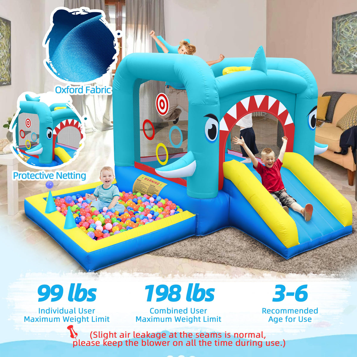 Culaluva Inflatable Bounce House: Jump Bouncer Castle Slide Combo - 7 in 1 for Kids 3-6 - with 370W Blower - for Indoor Outdoor Play