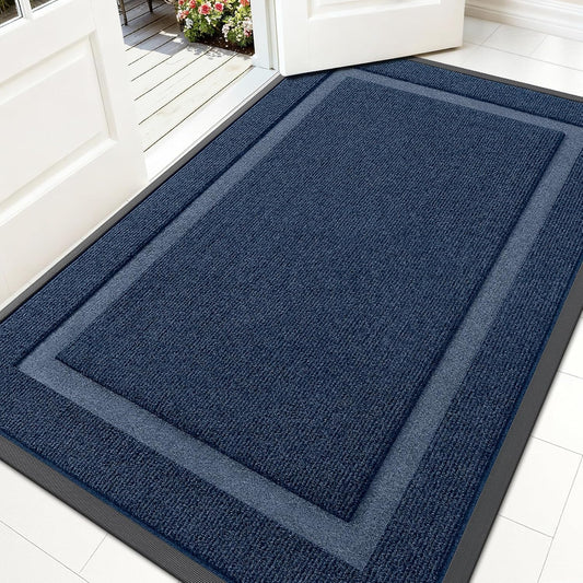 OLANLY Indoor Outdoor Front Door Mat - Waterproof, All-Weather, Easy Clean - 59x35, Blue