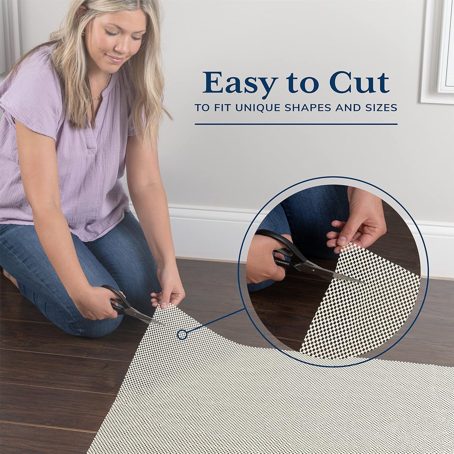 Veken Non-Slip Rug Pad Gripper - 4x8 Ft Thick Anti-Skid Mat for Hardwood & Tile Floors