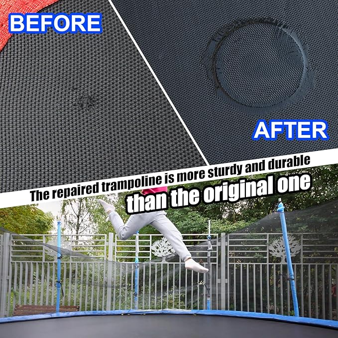 Trampoline Patch Repair Kit 4.1'' x 4.1'' Square Patches | Repair Trampoline Mat Tear or Hole in a Mat