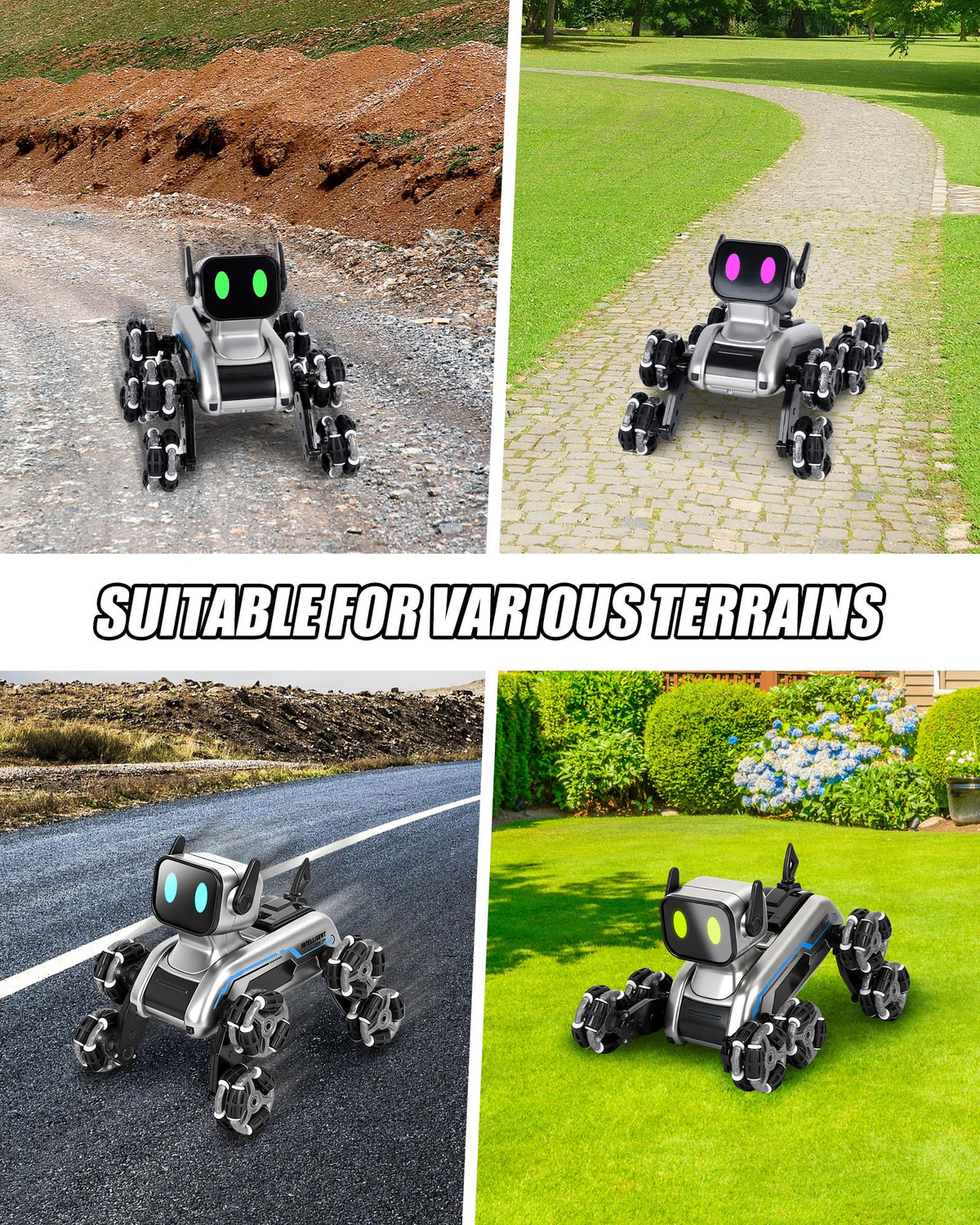 HuiJuKeJi Interactive Robot Dog RC Stunt Car, Gesture Sensing & 2.4Ghz Remote Control Cars, Mecanum Wheels, LED Eyes with Music, Rechargeable for Extended Indoor/Outdoor Fun, Gift for Kids 6-12