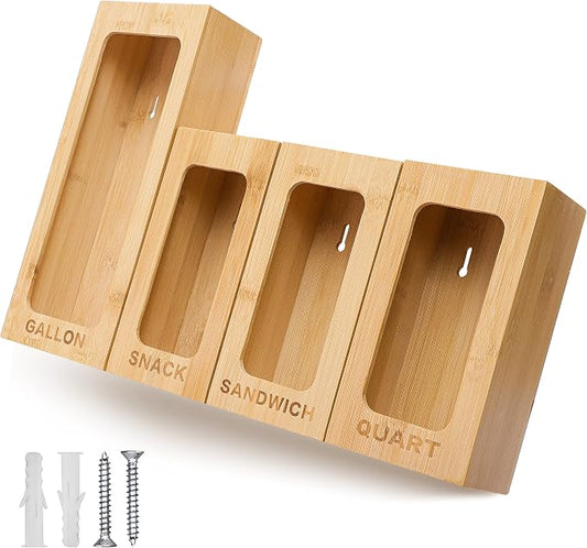 PALM NAKI Drawer Organizer for Bags, Kitchen Plastic - Bag Storage, Gallon, Quart, Snack & Sandwich Sizes