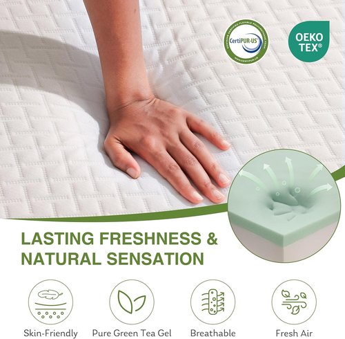 EGOHOME Twin XL Memory Foam Mattress - 5 Inch Cooling Gel Bed Mattress | CertiPUR-US Certified, 80''L x 38''W