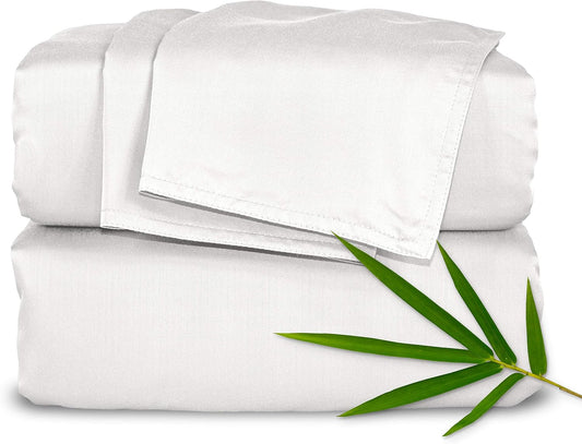 Pure Bamboo California King Sheets - 100% Organic Viscose Bed Set, Soft & Cooling, White