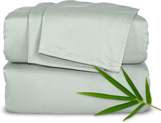 Pure Bamboo California King Sheets - 100% Organic Viscose Bed Set, Soft & Cooling, Sea Glass Color