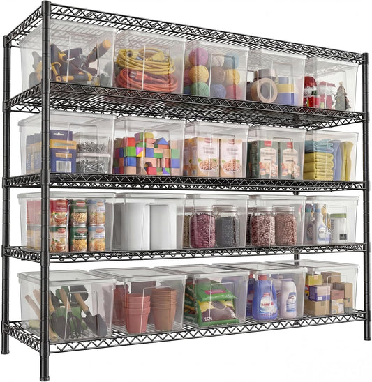 REIBII Heavy-Duty 5-Tier Storage Shelves - Adjustable Metal Shelving Unit for Garage & Pantry | 55.5" W X 18" D X 71" H