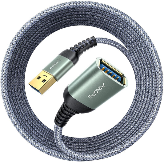 2 Pack 3.0 Drive,Grey,20FT+20FT AINOPE USB Extensions Cable High Speed USB Extension Cord Type A Male to Female Sturdy