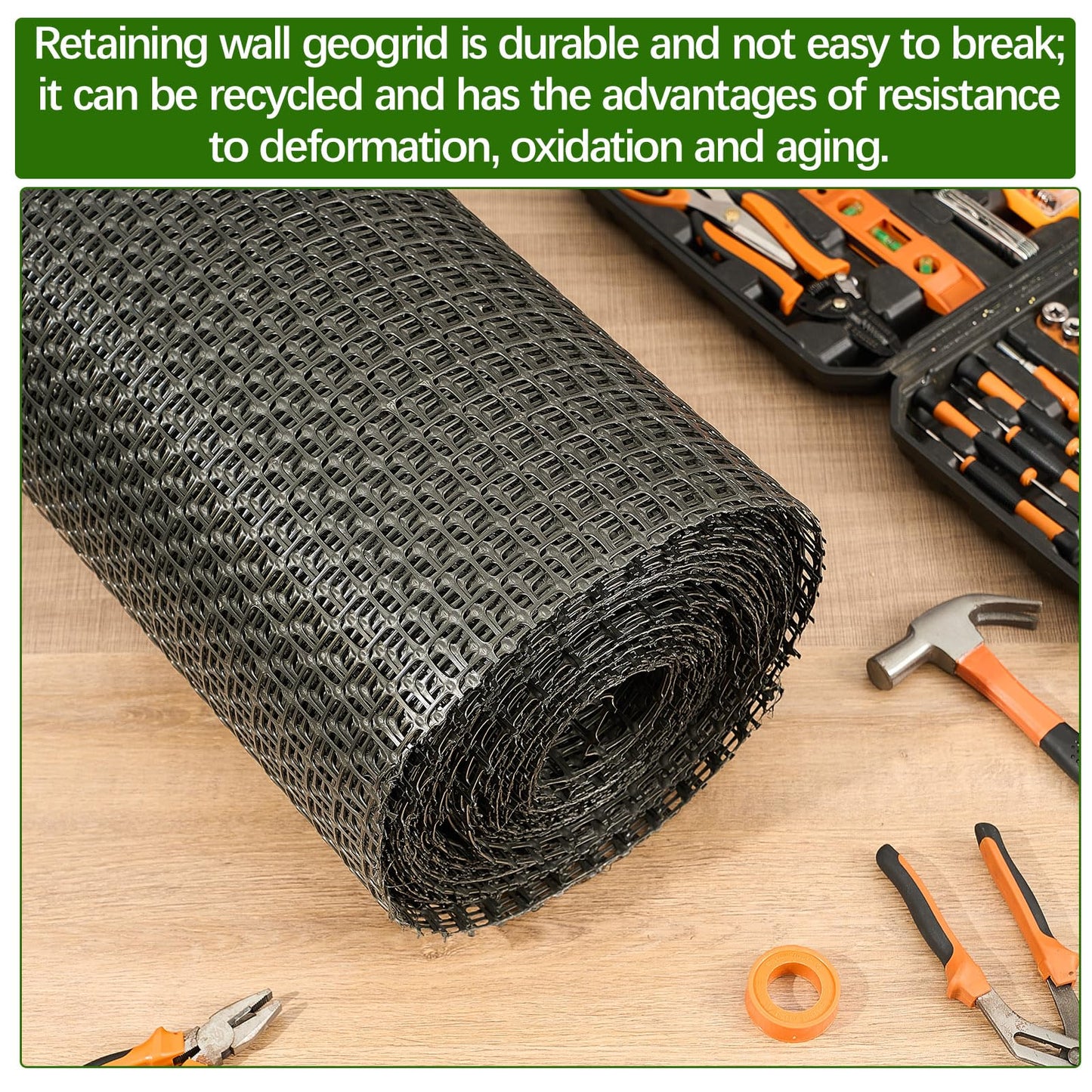 Wesnoy 4ft x 50ft Bi-Directional Universal Retaining Wall Geogrid Driveway Stabilization Grids Gravel Grid Walls Geocell Geogrid for Retaining Wall