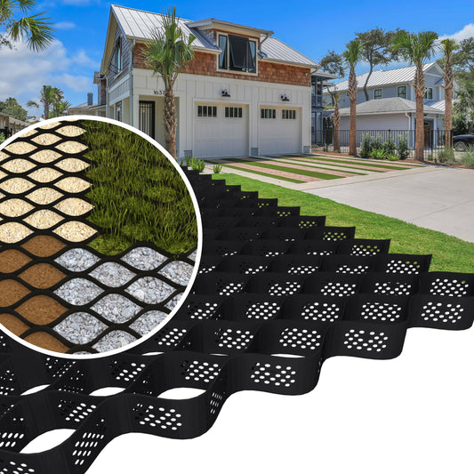 BaseCore HD™ 3" Geocell Ground Grid | 10x12 ft Commercial Grade Gravel Grid for Driveway, Parking, Slope - Heavy Duty Landscaping Stabilizer, Horse Run, Arena & Erosion Control - 1 Panel 120 sq ft