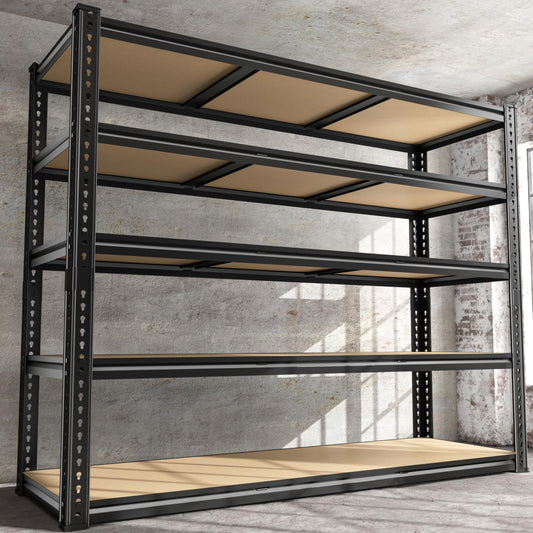 48" W Garage Shelving Heavy Duty 2800LBS Garage Storage Shelves, 5 Tier Adjustable Metal Shelving Unit Utility Rack Shelf for Warehouse, Pantry, Closet, Kitchen Industrial72" H x 48" W x 18" D, Black