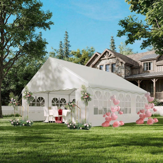 20x33 ft Heavy Duty Party Tent, Outdoor Wedding Canopy with Removable Sidewalls & Waterproof UV Roof, White Commercial Event Shelter for Backyard, Reception, Festival, Camping