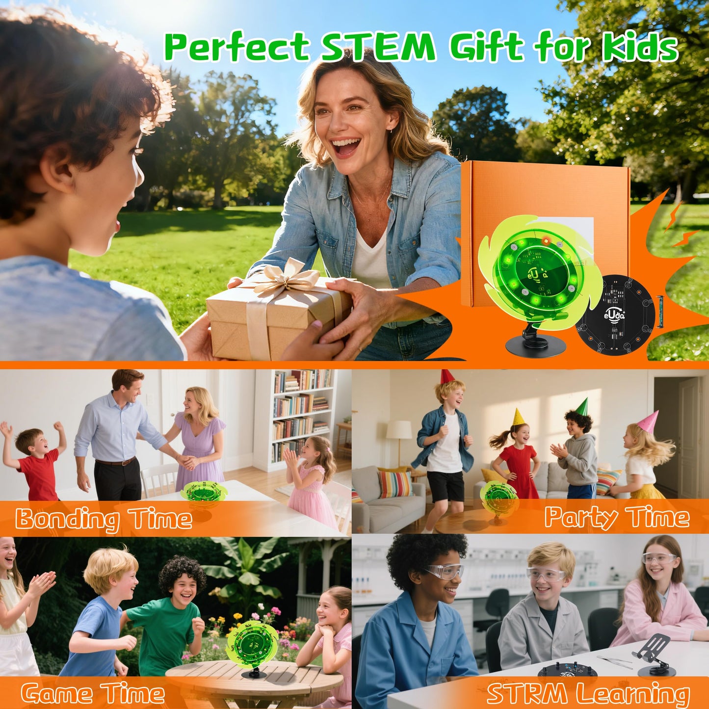 eUda+ STEM Electronic Lucky Wheel for 8-12 12-17 Stem Toys for Ages 8-13 Stem Games for Kids Ages 10-14 Build Toys for Teenage Boys 14-16 Unique Birthday Gifts Prize Wheel (Assembly Version, FWPC)
