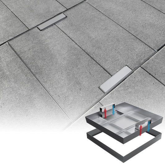36x36 inch Stainless Steel Invisible Manhole Cover and Frame, Square Recessed Septic Tank Cover with Retractable Handle, for Walkway/Driveway