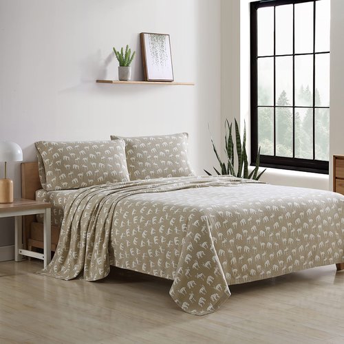 Eddie Bauer - Queen Sheets, Cotton Flannel Bedding Set, Brushed for Extra Softness, Cozy Home Decor (Buckhead Ridge, Queen)