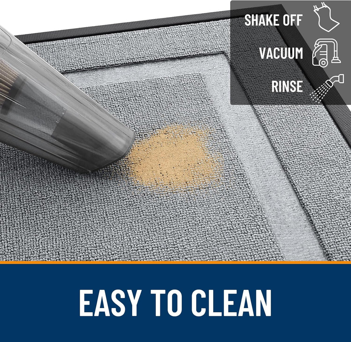 OLANLY Indoor Outdoor Doormat - Waterproof All-Season Entrance Mat, Easy Clean, 29.5x17, Ash Gray